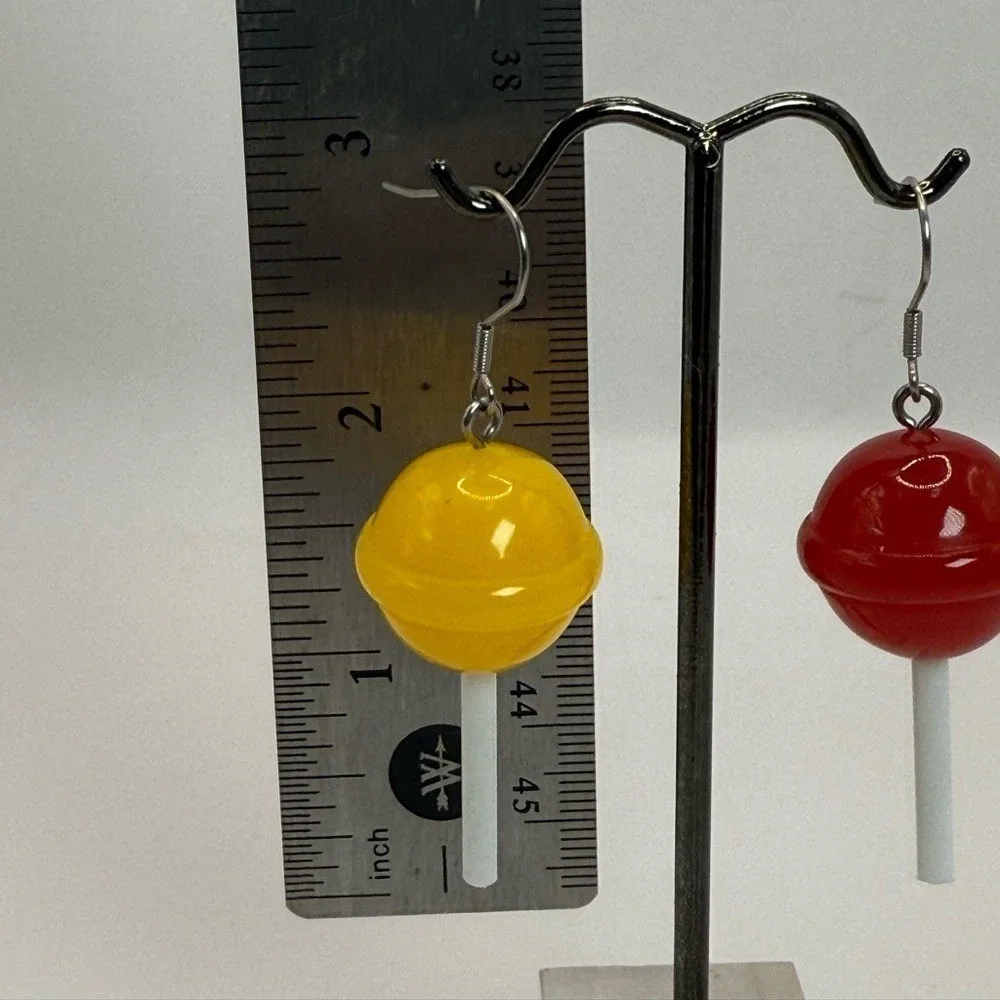 Novelty Lollipop Dangle Earrings – Red & Yellow Candy earrings‎